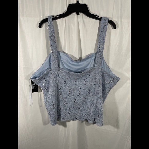 NWT ALEX EVENINGS Lace Sleeveless Square Neck Top Top in Hydrangea [SZ 2X‎ ] - Picture 4 of 14